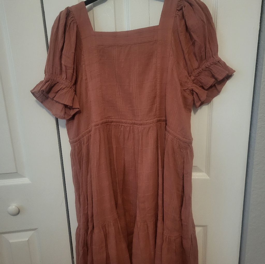 Madewell Terracotta Dress With Square Neckline